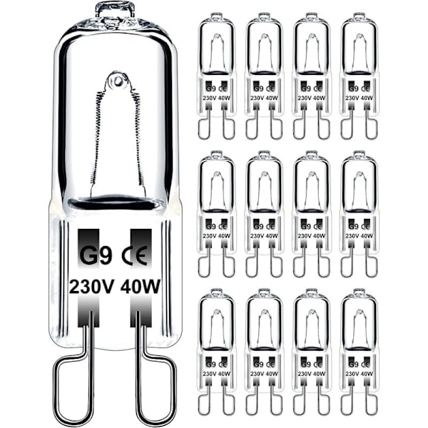G9 40W 230V Himmennettävä Lämmin Valkoinen Lamppu, G9 Halogeenilamppu 300°C Toleranssi, G9 Uunilamppu Mikroaaltouuniin Liesituulettimeen Kattovaloihin, 12 kpl