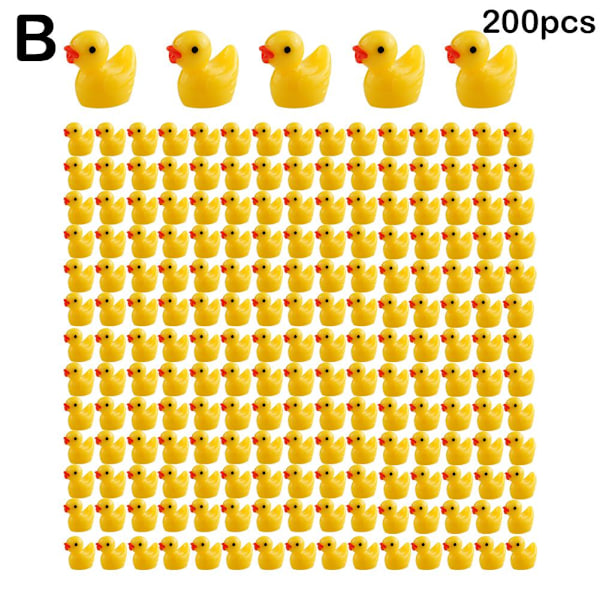 100/200 stk Mini Gummiande Miniature Harpiks Ænder Gul Tiny D 200pcs yellow 200pcs