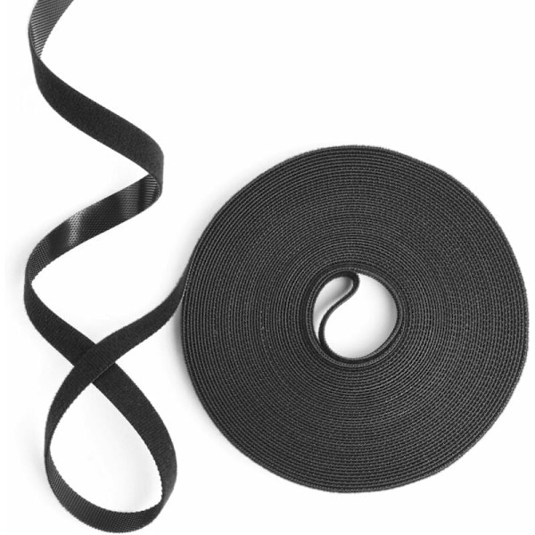 Kabelband, 10m×1,5cm Bred Trädgårdsväxtband Återanvändbar Fixeringstejp, för Klätterväxter, Lätt att Klippa Kabelrem för Hemmakontor Trädgårdsarbete (Svart)