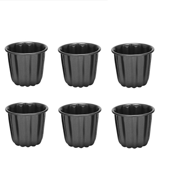 Canele-form, Canele-muffinsform, 6 stk. Non-stick Canele-form grå-svart Canneles