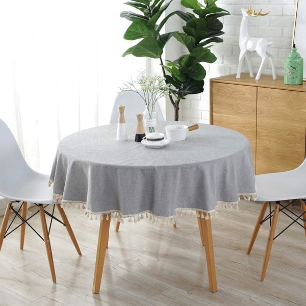 IC Runda dukar Enfärgad tofsduk inomhus och utomhus multifunktionell bomullsduk Diameter 100 cm