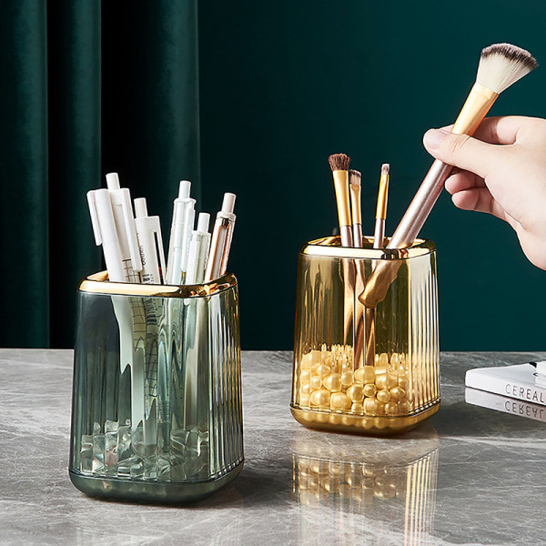 IC Makeup Organizers Desktop kosmetisk børste opbevaringsboks Case L Guld
