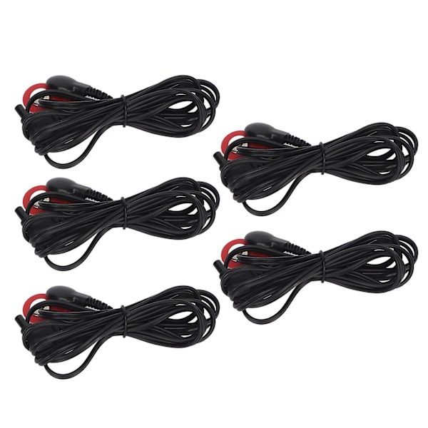 Elektrodeledning for TENS-maskin 5 stk. Svart 2,35 mm plugg 4,9 fot lengde