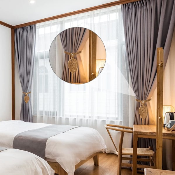 Sett med 2 Boho Gardinholdere, Blad Bomulls Makrame Gardin Klips