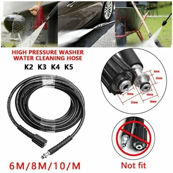 8M Grå Högtryckstvättslang, Passar Karcher K2, K3, K4, K5...DEBUNS Modeller