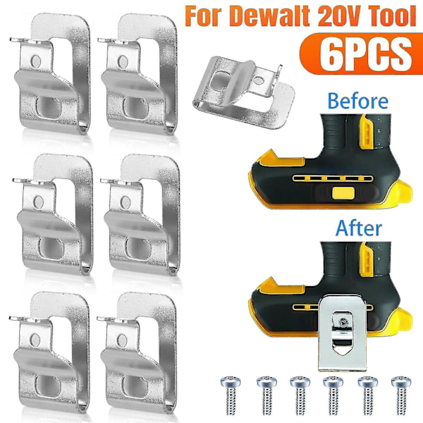6 stk. udskiftningsbælteklips sæt til Dewalt 20V værktøjer DCD980 DCD985 DCD980L2