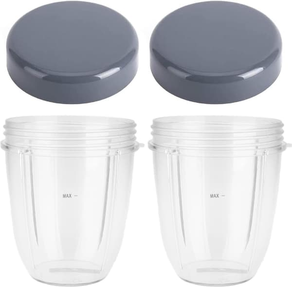 Mixerkoppar Ersättning Passar NutriBullet 600W 900W, 18 oz Kopp med Lock, 2-pack