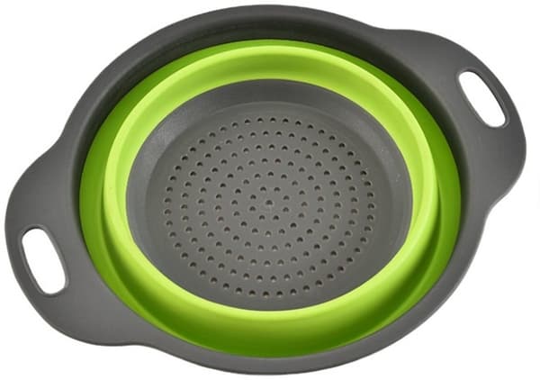 Sammenklappelig dørslag - Sammenfoldeligt dørslag - Pladsbesparende - Campingredskab - Køkkengadget - Grøn/Grå - 20cm - 1 stk.