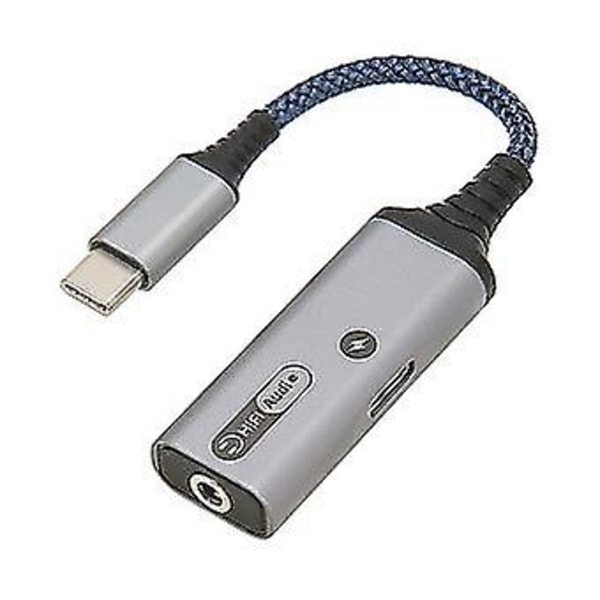2 i 1 USB C til 3,5 mm hovedtelefon- og opladeradapter - Type C til Aux-lydstik med PD 60W hurtigopladningssplitterkabel
