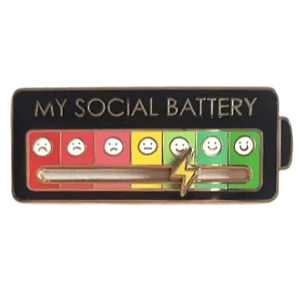 Social Battery Pin - Min sociala batteri kreativa lapel pin Svart
