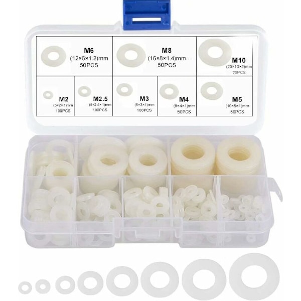 Nylon Skive Plastik Spacer M2 M2.5 M3 M4 M5 M6 M8 M10 Flad Skive Rund 520 Stk