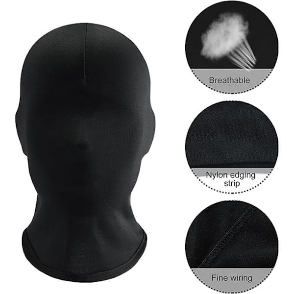 Sharharge 2 stk. sort helmaske Halloween spandex hætte maske Hovedbeskyttelse Ansigtsløs maske til unisex cosplay kostume
