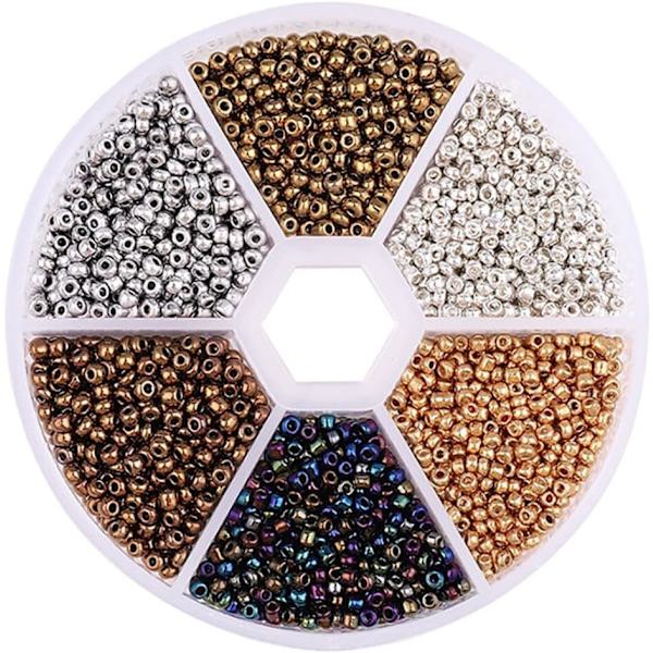 Blandet farge glassperler - Mini Rocailles perle sett for DIY-håndverk golden