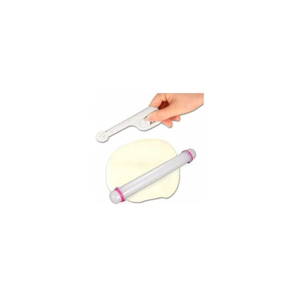 Set med 4 mörk sockerpasta modelleringsverktyg, 11 kakformar