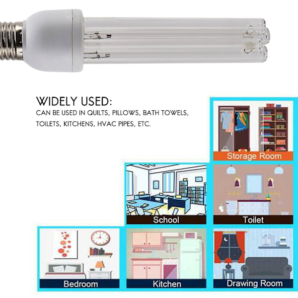 E27 Ultravioletti UV-valaisinputki Desinfiointikammio Germisidilamppu 15W UV-lamppu 220V