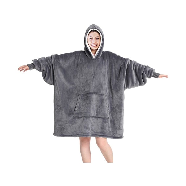 Snuggie Oversized Hoodie Filt Huva Stor Grå Grey grå