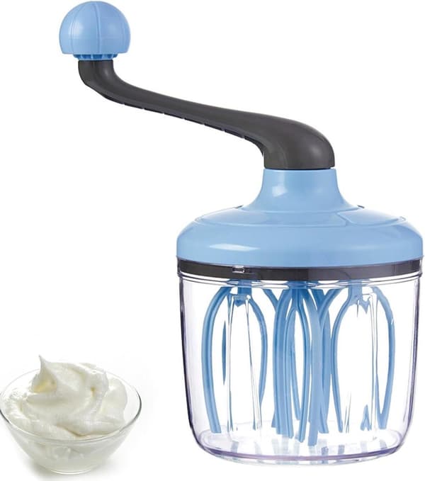 Manuell Eggevisp, Roterende Visp Med Sklisikker Base, Avtakbart Håndtak, For Hjemmebaking, Krem, Egg Og Sauser, Blå, 1000 ml