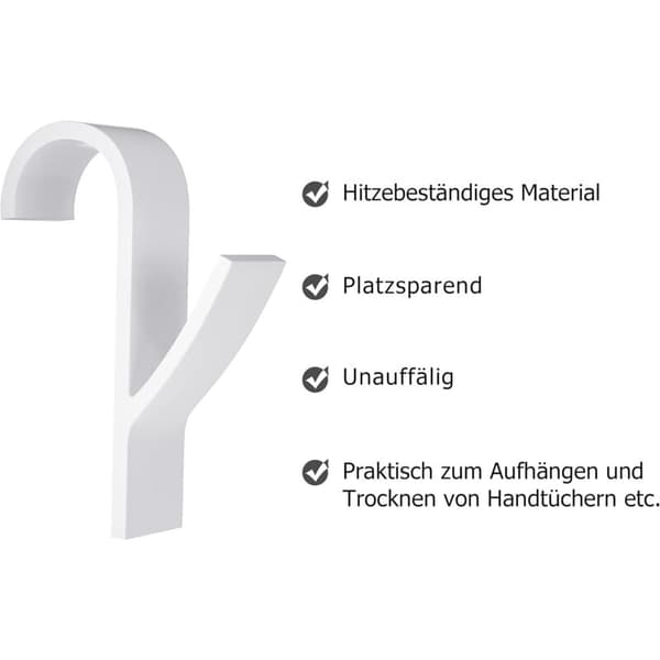 Håndklæderadiator 6 stk., Håndklædekrog til radiator, Håndklædetørrerkrog, Hvid plast