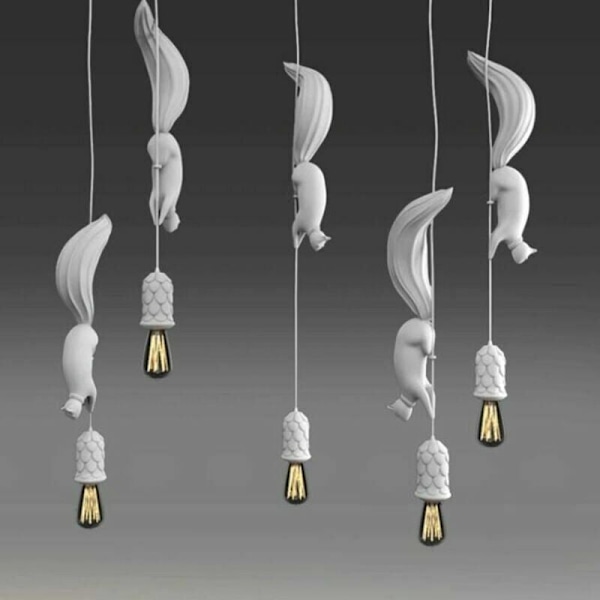 Nordisk Ekorn Resin Pendellampe Moderne LED Hengelampe Lys for Soverom Barnerom Barnehage Dekor, DEBUNS