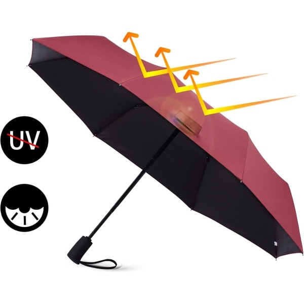 IC Paraplylomme paraply stormsikker, vindtæt stormlomme Redwine