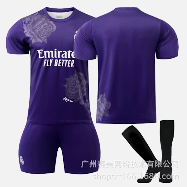 Real Madrid Y3 violetti yhteistyömallisto 5 Bellingham 7C Row Vinicius No. 10 jalkapalloasu Purple size 12 socks 28#