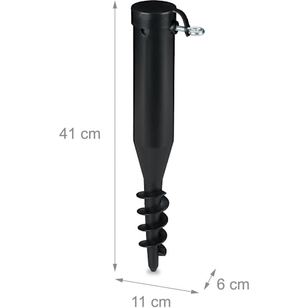 Bodenhülse Parasoll, Jordanker for Innskruing, Adapter 40-52 mm, Plast, Parasollbor, Svart