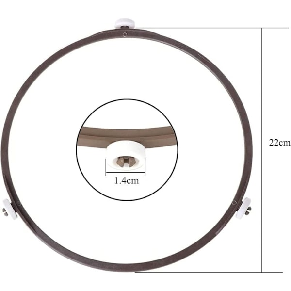 22 cm Universal Dreieskiveholder, Mikrobølgeovn Roterende Ring Dreieskive for Universal Glassholder 22 cm Diameter (Brun)