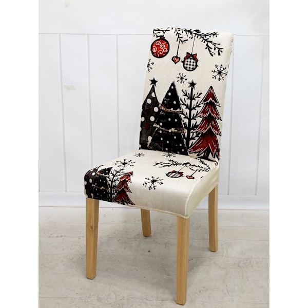 4/6-pakks Jule-Stoltrekk, 17,7 Tommer Stretch Spisebordstoltrekk, Juletrærdekorasjon 4pcs #-1