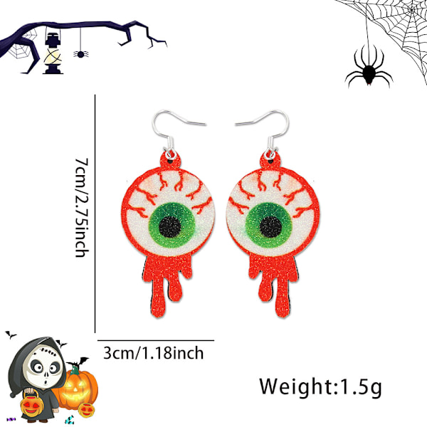 Uudet Halloween-sarjan korvakorut, kauhu kallo silmäpendantti korvakorut haamujuhlan koristelu MJ51 luova koru Bleeding Eyeball earrings
