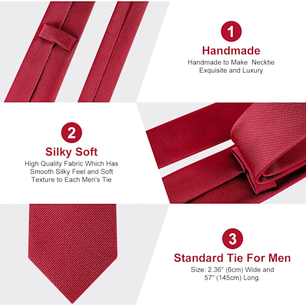 Klassisk enfärgad slips i satin för män, premium enfärgad slips för män, formell svart slips för män, slips för affärsbröllop, fest, arbete, 8 cm Red-brown polyester thread