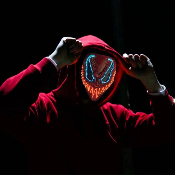 Halloween LED-naamio, LED-luurankonaamio, LED-puhdistusnaamiot, kauhunaamio, halloween-naamio, karnevaaliin, halloweeniin, cosplayhin ja juhliin Xc