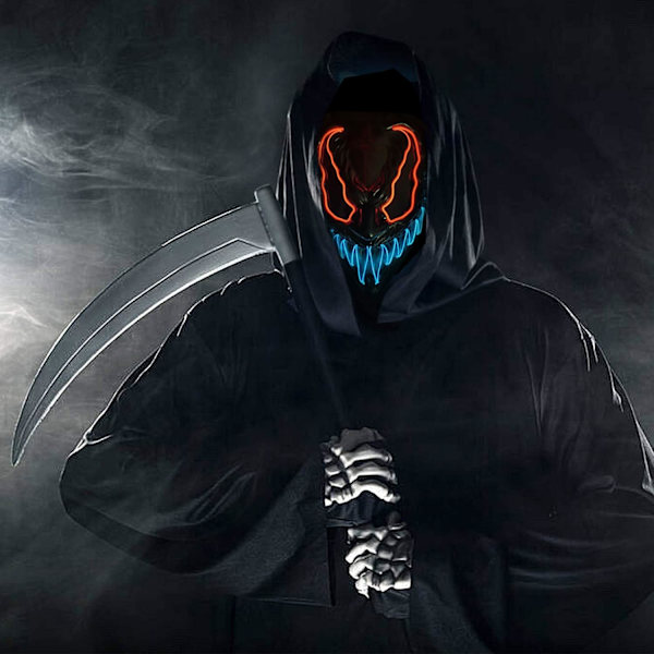 Halloween LED-naamio, LED-luurankonaamio, LED-puhdistusnaamiot, kauhunaamio, halloween-naamio, karnevaaliin, halloweeniin, cosplayhin ja juhliin Xb