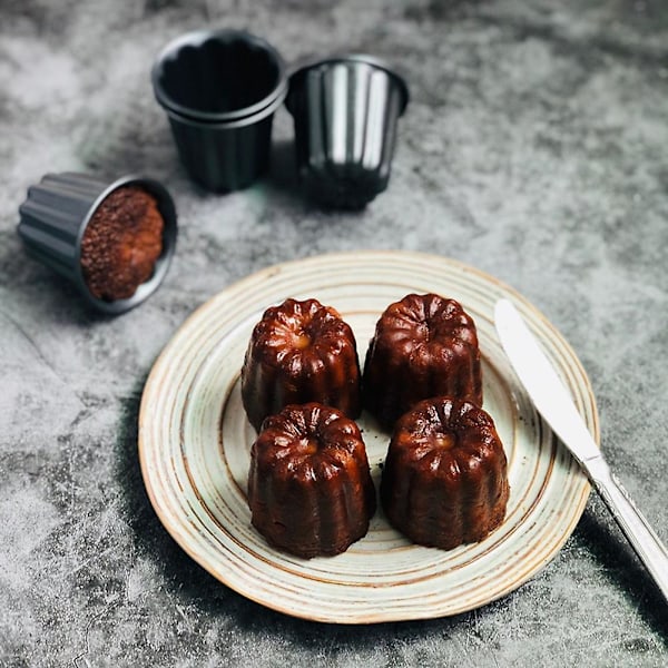 Canele-muotti, Cannele-muffinssikuppi, 6 kpl tarttumatonta Cannele-muottia harmaa-musta Canneles