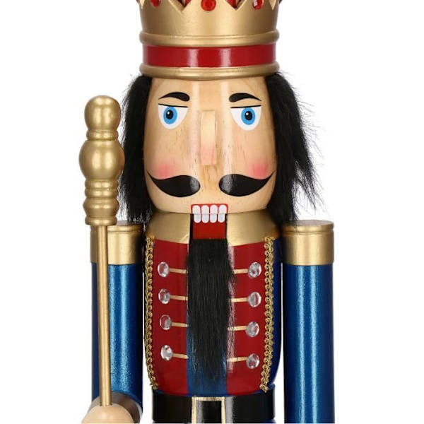 SPRINGOS® Nötknäppare Träfigur Kung med spira Höjd: 90 cm mörkröd - julblå Juldekoration mångfärgad