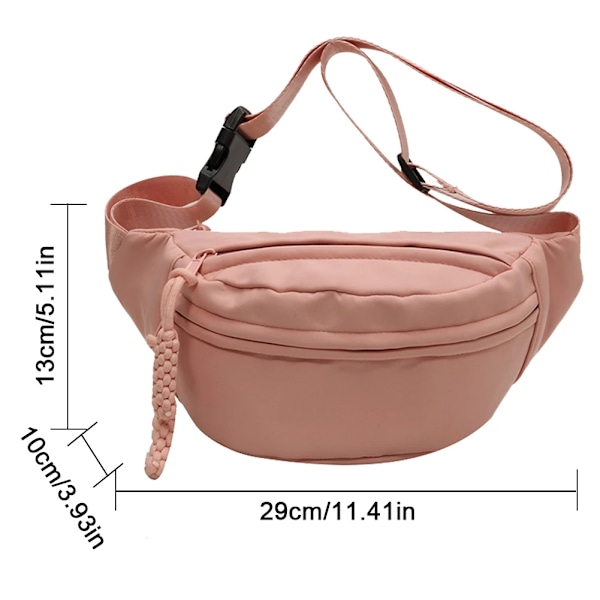 Brustväska Bananväska för kvinnor Sling Crossbody Midjeväska Canvas Löparväska Casual Fanny Packs Sport Crescent Bältesväska Rosa Pink 29x13x10cm