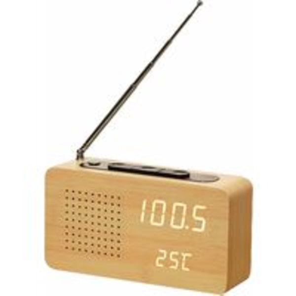 IC Retro sängklockradio i trä med hög upplösning, klockradio i trä med stor skärm, digital display, klockradio