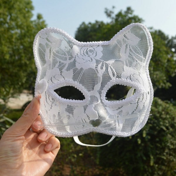 IC Halloween Cosplay Kettu Naamio Pitsi Seksikäs Silmänaamio Eläinnaamio Puoli Valkoinen