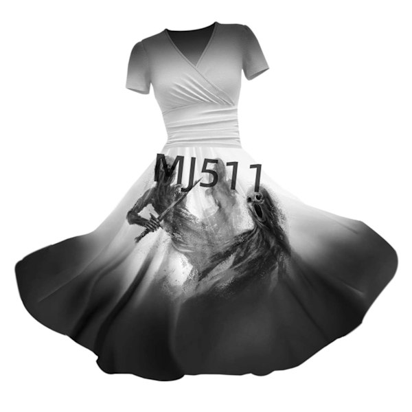 2024 Ny Halloween Blodig Blodig Perifer Kjole 169D Digital Trykk Stram V-hals Jumpsuit U Type 4XL
