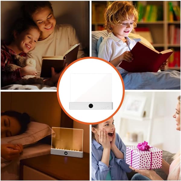Flat boklampe, LED-leselampe med justerbar lysstyrke, 3 lysfarger og 99-minutters timer for lesing ved sengetid, hvit