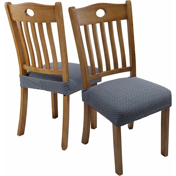 6 stk. Jacquard-pregede stretch-stoltrekk, avtakbare og vaskbare, for spisestue, kjøkken, kontor, hotell