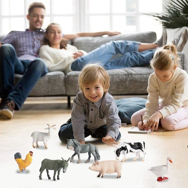 12:a Tiny Farm Animal Figures leksak, för barn Barn Småbarn