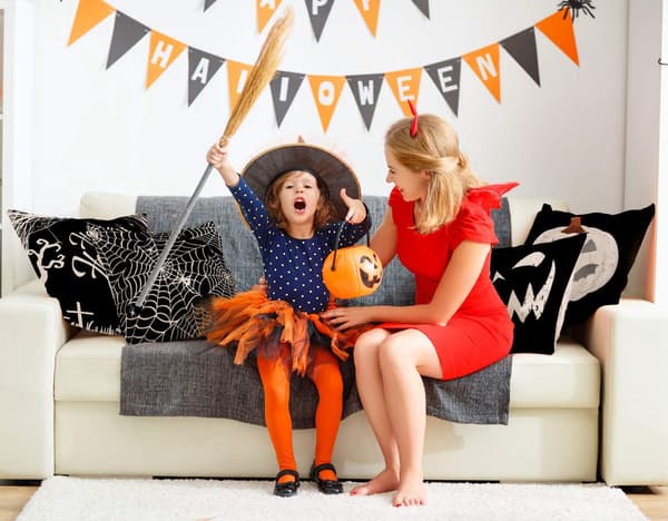 Glad Halloween Kuddfodral Pumpa Spindelväv Örngott Svart Linne Kuddfodral