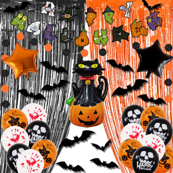 IC Halloween Ballonsæt, Bar Mall dekoration Happyhalloween Træk Flag Død Ballonsæt