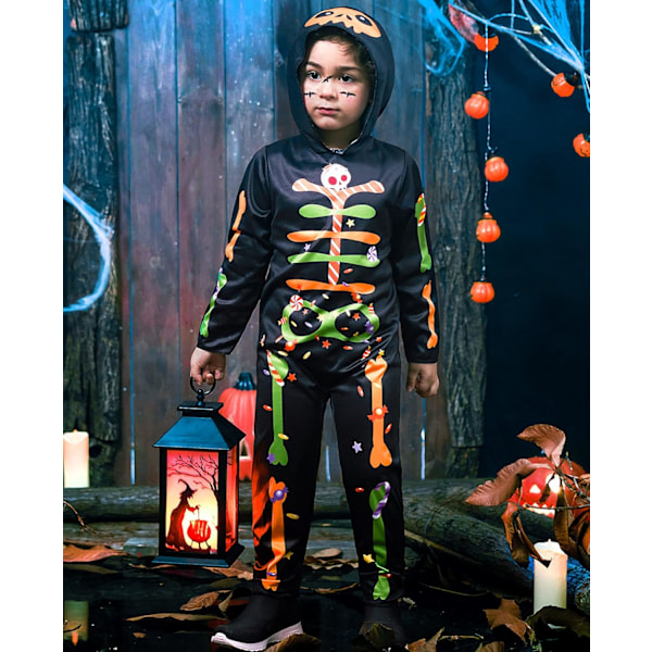 Skelet-jumpsuit til børn og voksne 3D-print knogler halloween kostume kranium til rollespil fest bensocker 2 Jahre