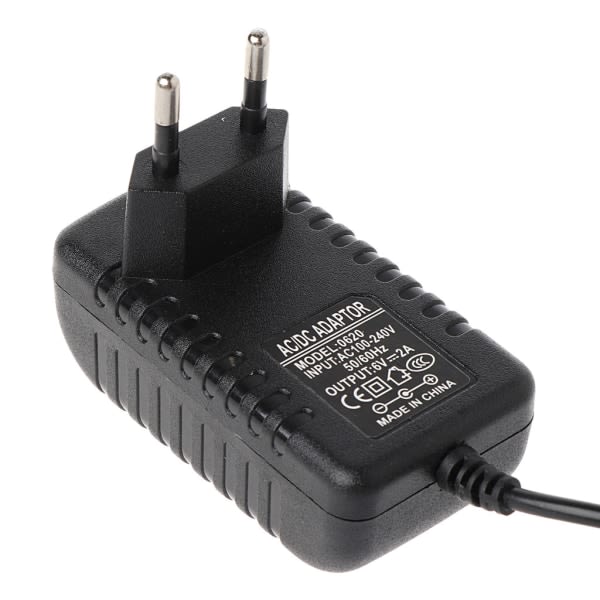 6 Volt 2A strømforsyning AC til DC 7,5 x 3 cm stik 6V 1 Amp strømforsyning, vægadapter med ekstra lang 90 cm ledning