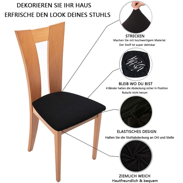 IC Matstolsöverdrag Stretch Spandex Utan Ryggstöd Matsal Svart