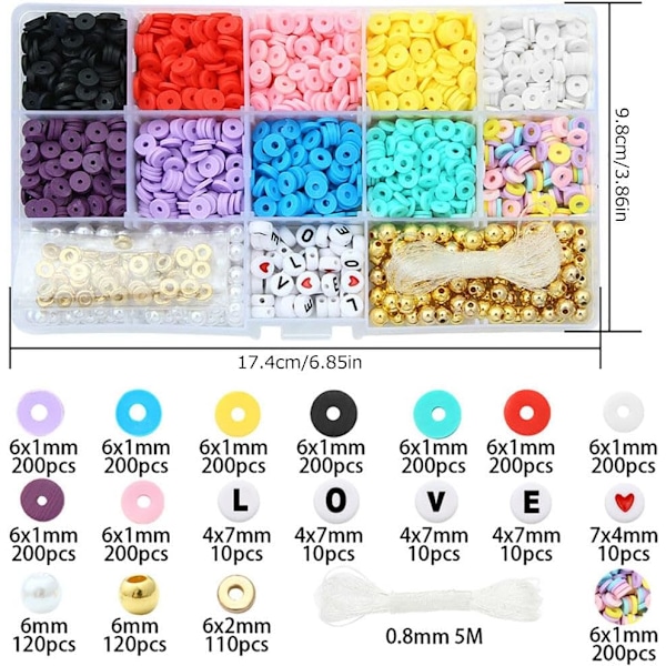 Fargerike bokstavperler - Mini Rocailles armbåndsperle sett Type 9