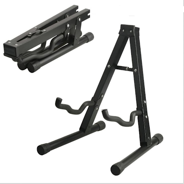 Sort Jern Guitar Stativ - Unikt Foldbart Design, Stabilt A-Formet Stativ til Bas Udstilling