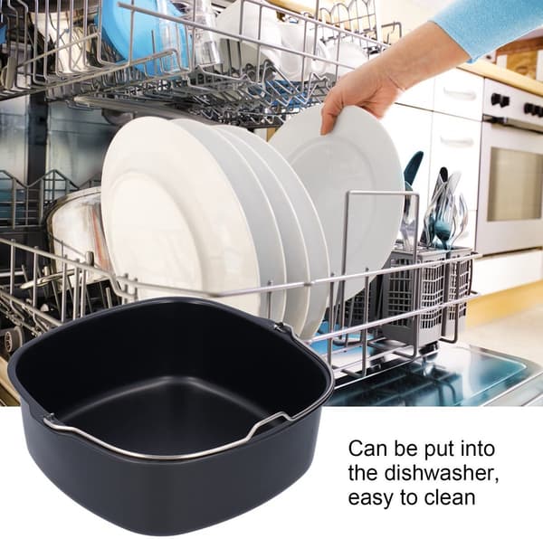 Airfryer kageform, non-stick aluminiumsstål bagekurv, ovn- og mikrobølgesikker, til hjemmekøkkenbagning, sort