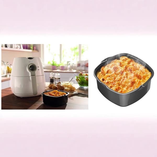 Airfryer kageform, non-stick aluminiumsstål bagekurv, ovn- og mikrobølgesikker, til hjemmekøkkenbagning, sort